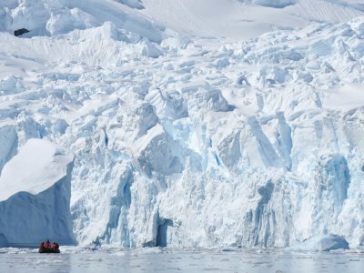 Majestic view of the scale of a glacier 