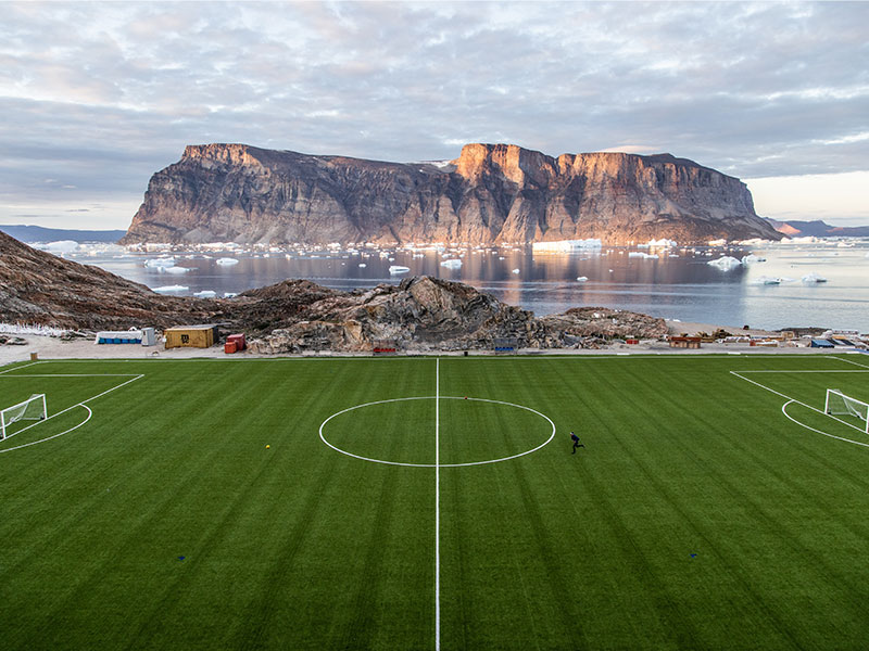 Uummannaq's incredibly placed football pitch