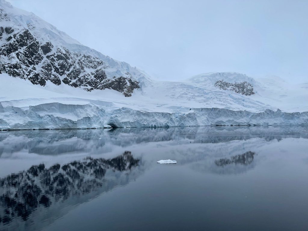 Neko Harbour glacier reflections