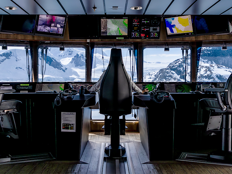 Captain's bridge in Antarctica