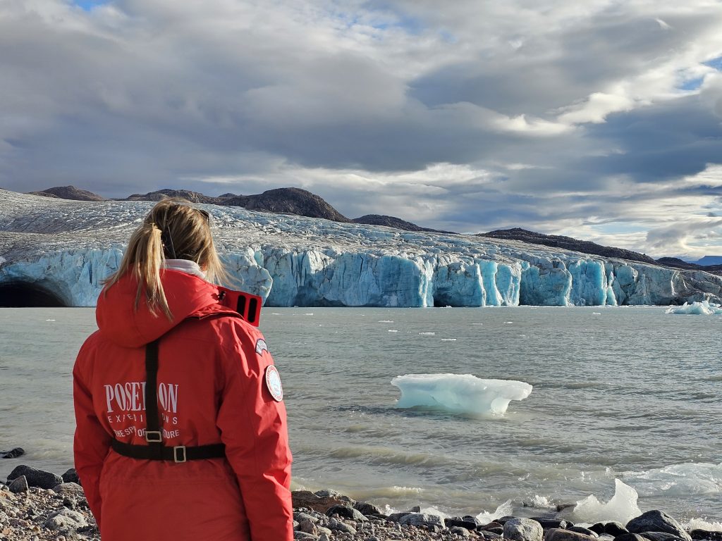 Lucy's daughter taking in the glacier
