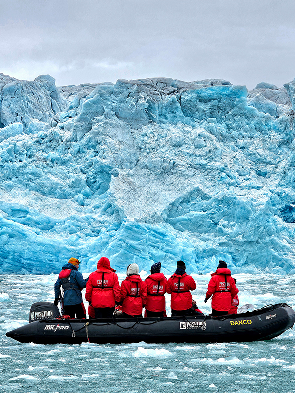 Zodiac tour in front of glacier by Lucy