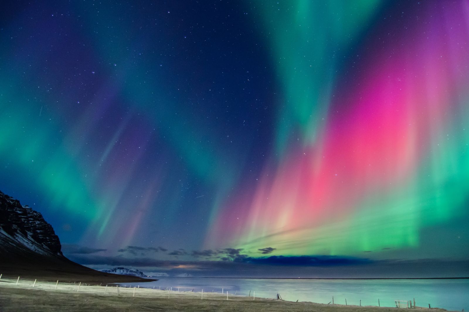 Colourful northern lights in Iceland
